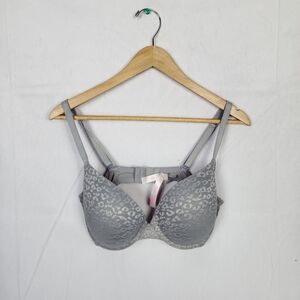 Victoria Secret PINK 36D Gray Leopard Print Bra